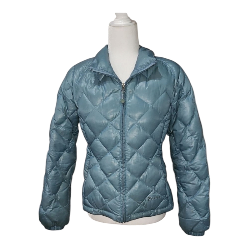 Rischio seafoam green blue quilted down puffer Women's Jacket size small